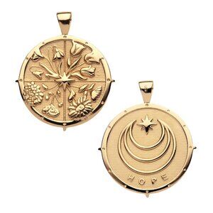 NEW Jane Win Small Pendant Coin Gold Plated HOPE NWOT